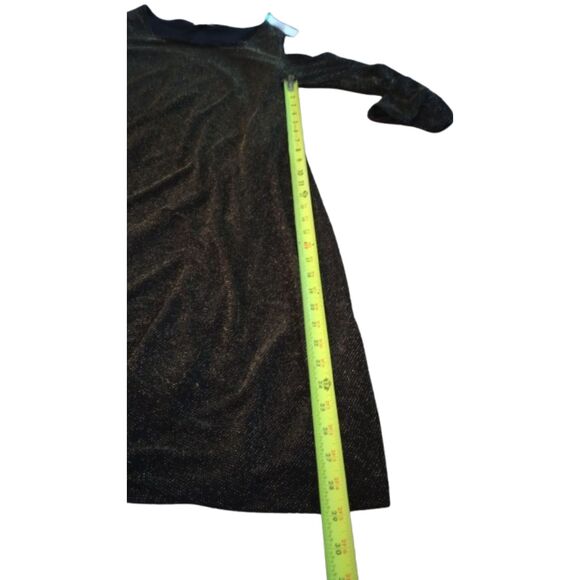 Nina Leonard Women's Size Medium Black & Gold Sparkle Knee Length Dress - Picture 5 of 8